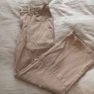 NWOT Mango Tan Cargo Jeans Size 2